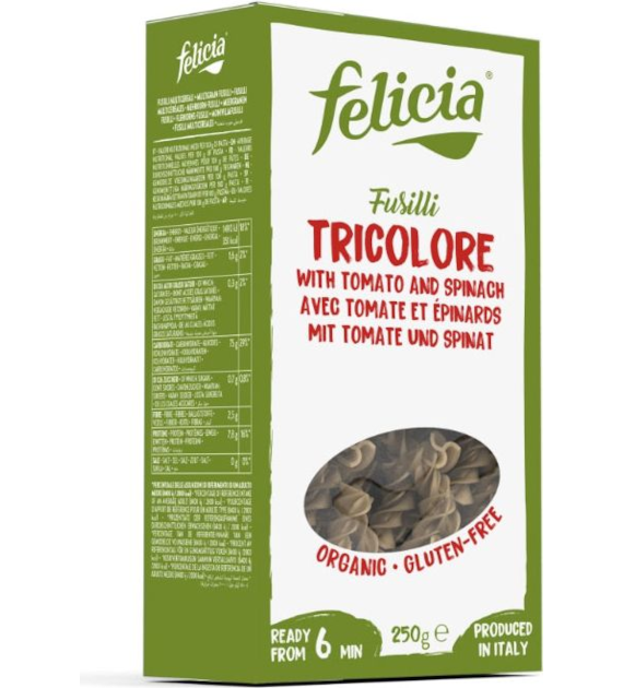 Makaron ryżowy Tricolore fusilli świderki 250g FELICIA BIO