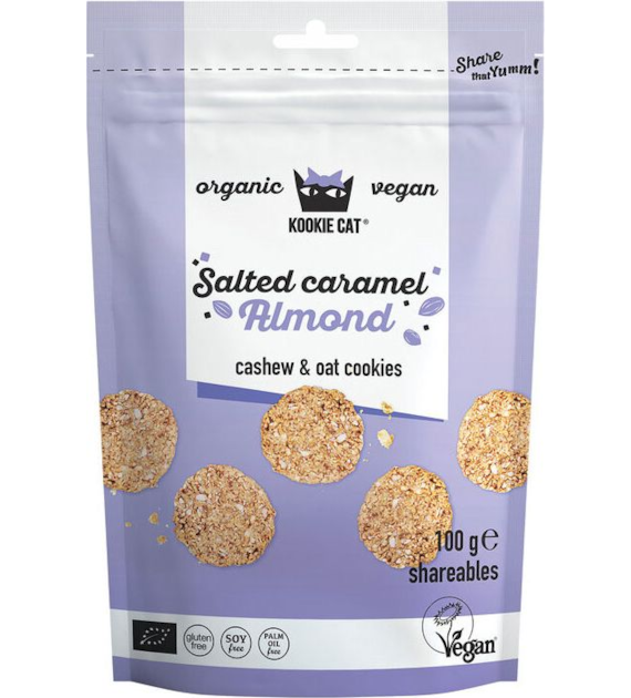 Ciasteczka owsiane z migdałami w solonym karmelu 100g KOOKIE CAT BIO