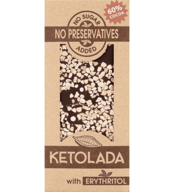 Czekolada KETO gorzka z migdałami bez cukru 100g KETOLADA