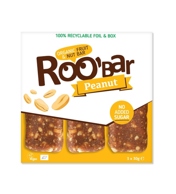 Batony orzechowe RAW bez cukru 3x30g ROOBAR BIO