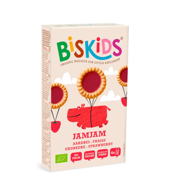 Ciastka z nadzieniem truskawkowym bez cukru 100g BISKIDS BIO