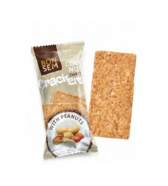 Krakersy kokosowe z orzeszkami ziemnymi bezglutenowe 15g BONSEM