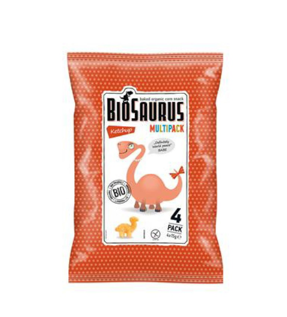 Chrupki kukurydziane bezglutenowe z ketchupem 4 x 15g BIOSAURUS BIO