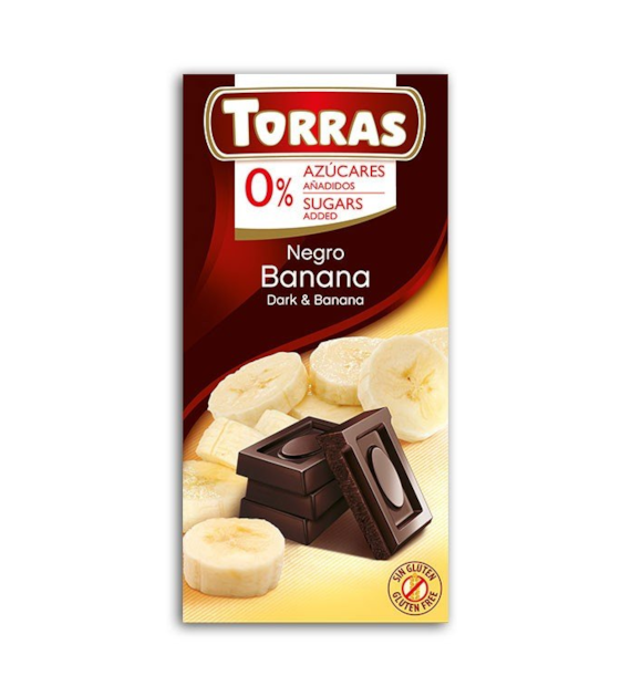Czekolada gorzka z bananami bez cukru 75g TORRAS