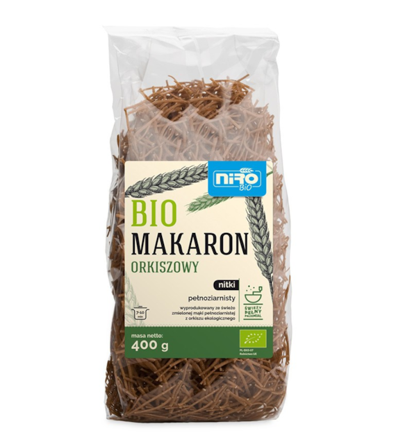 Makaron orkiszowy pełnoziarnisty nitki 400g NIRO BIO