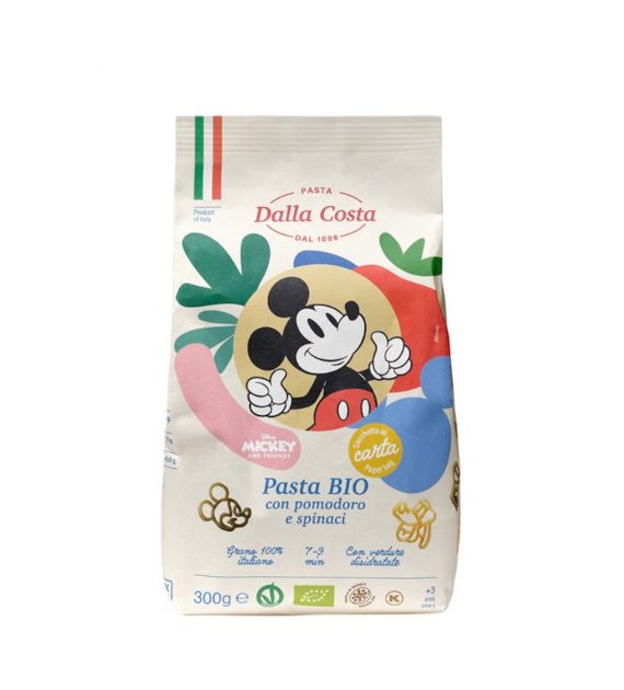 Makaron dla dzieci Myszka Mickey Disney kolorowy pszenny 300 g DALLA COSTA BIO