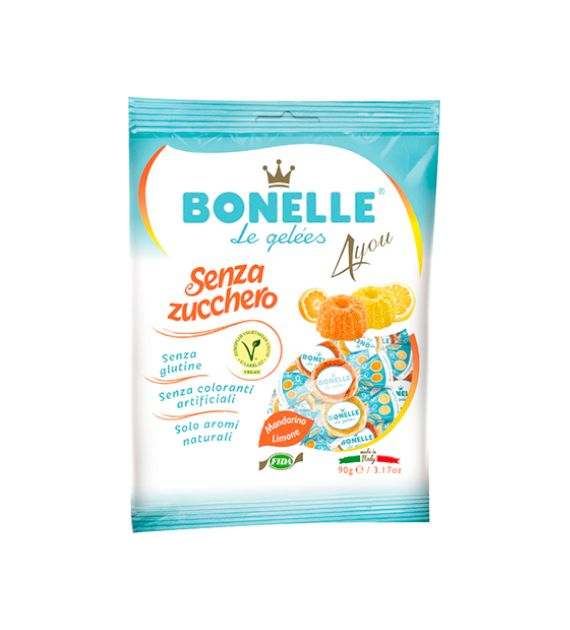 Żelki cytryna & mandarynka bez cukru 90g BONELLE