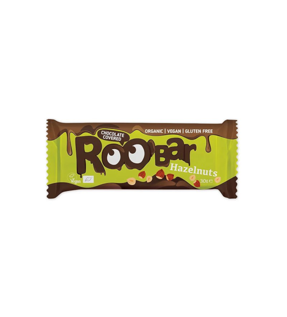 Baton orzechowy orzechy laskowe RAW w czekoladzie 30g ROOBAR BIO