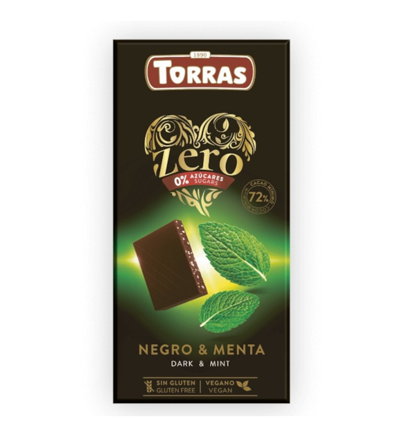 Czekolada gorzka z miętą bez cukru 100g TORRAS ZERO