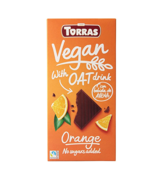 Czekolada Vegan z napojem owsianym i pomarańczą bez cukru 100g TORRAS