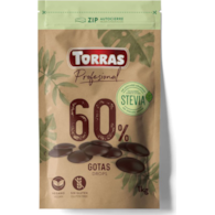 Kropelki / dropsy czekoladowe 60% kakao bez cukru 1kg TORRAS PROFESIONAL