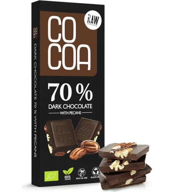 Czekolada RAW surowa ciemna 70% z orzechami pekan 40g COCOA BIO