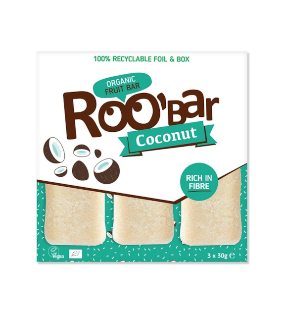 Batony kokosowe RAW bezglutenowe 3x30g ROOBAR BIO