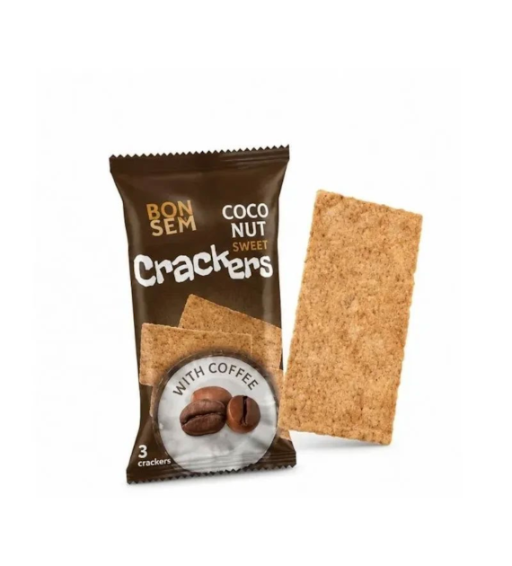 Krakersy kokosowe z kawą bezglutenowe 15g BONSEM