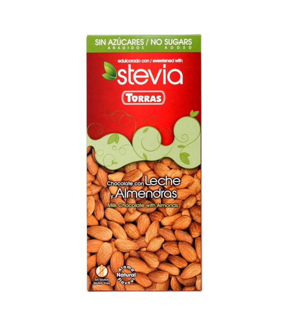 Czekolada KETO mleczna z migdałami bez cukru 125g TORRAS