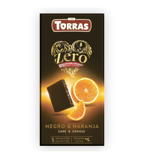 Czekolada gorzka z pomarańczą bez cukru 125g TORRAS ZERO