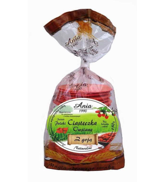 Ciasteczka owsiane z jagodami goji bez cukru 150g ANIA