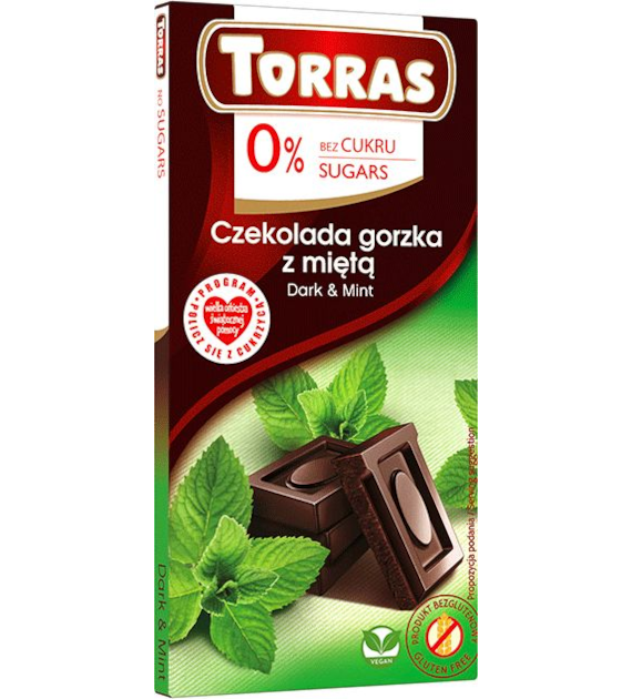 Czekolada gorzka z miętą bez cukru 75g TORRAS