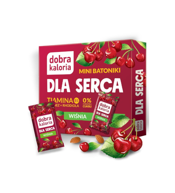 Mini batoniki z wiśnią i rhodiolą Dla serca bez cukru 102g DOBRA KALORIA