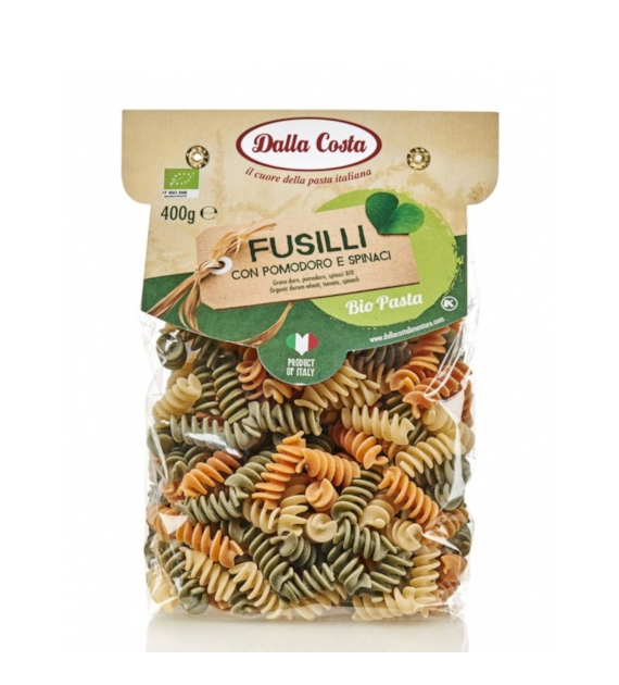 Makaron pszenny świderki trójkolorowy 400g DALLA COSTA BIO
