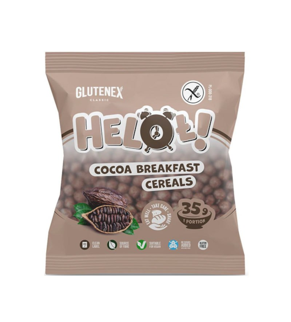 Płatki śniadaniowe Heloł czekoladowe bezglutenowe bez cukru 35g GLUTENEX