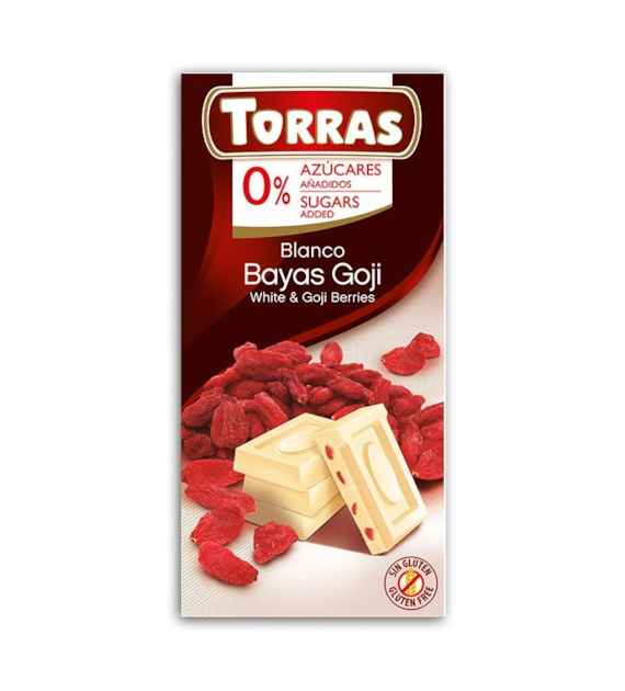 Czekolada biała z jagodami goji bez cukru 75g TORRAS