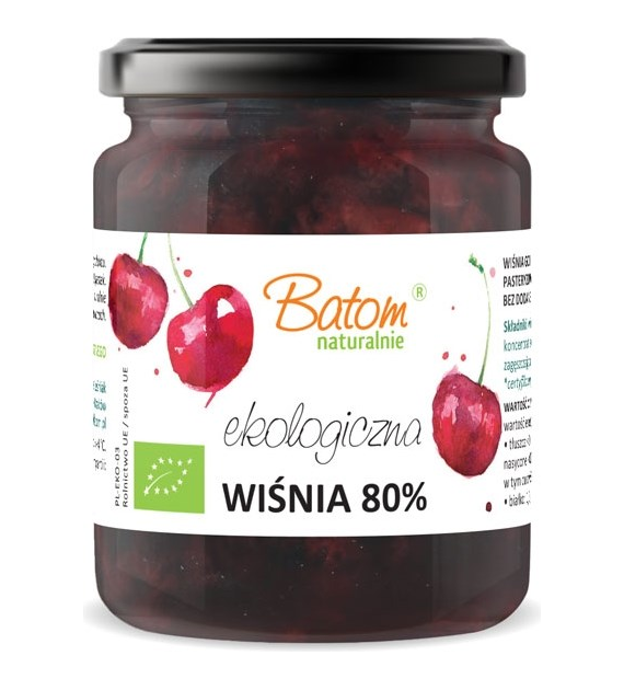 Dżem wiśniowy 80% słodzony sokiem jabłkowym 260g BATOM BIO
