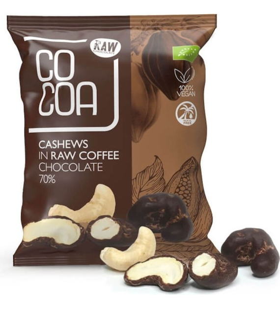 Orzechy nerkowca w surowej czekoladzie kawowej RAW 70g COCOA BIO
