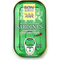 Sardynki portugalskie w pikantnej oliwie konserwa 120g BON APPETIT