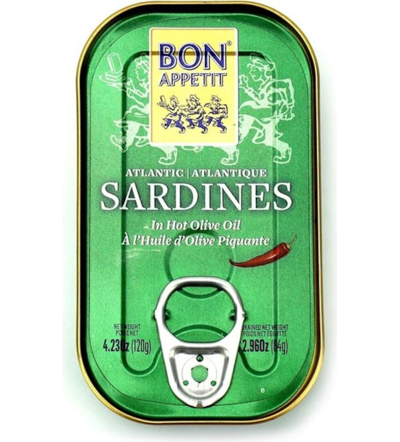 Sardynki portugalskie w pikantnej oliwie konserwa 120g BON APPETIT