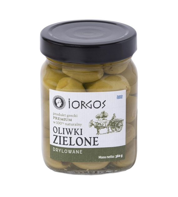 Oliwki greckie zielone drylowane 360g IORGOS