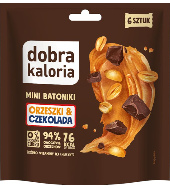 Mini batoniki Orzeszki & czekolada bez cukru 108g DOBRA KALORIA