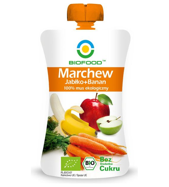 Mus owocowy marchew / jabłko / banan bez cukru 200g BIOFOOD BIO