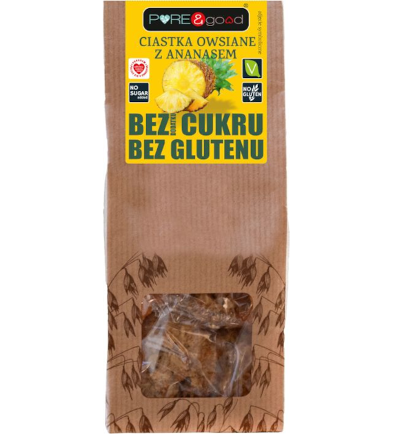 Ciastka owsiane z ananasem bez cukru 150g PURE&GOOD