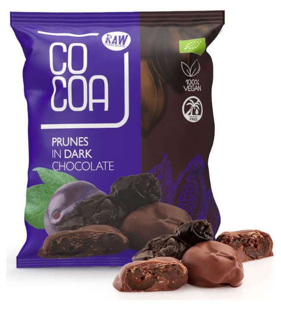 Śliwki kalifornijskie w ciemnej czekoladzie RAW 70g COCOA BIO