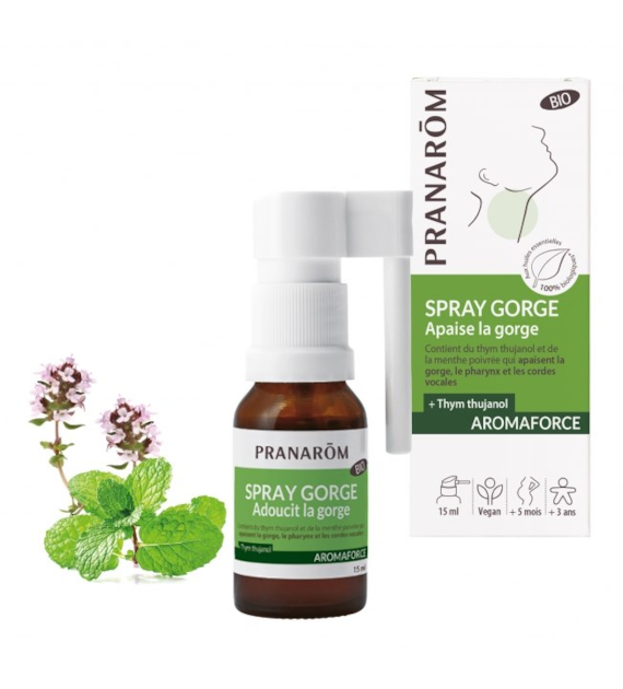 Aromaforce spray do gardła łagodzący 15ml PRANARÔM BIO