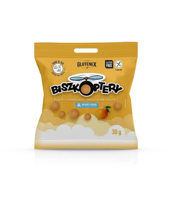 Biszkopty Biszkoptery pomarańczowe bezglutenowe bez cukru 30g GLUTENEX