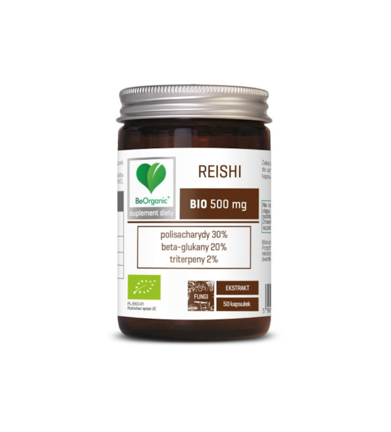 Kapsułki REISHI lakownica żółtawa 500mg 50szt. BEORGANIC BIO - suplement diety