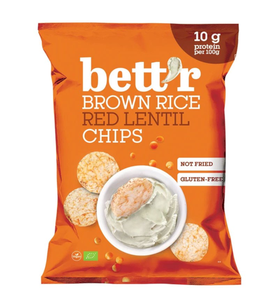 Chrupki ryżowe z czerwoną soczewicą bezglutenowe 60g BETTR BIO