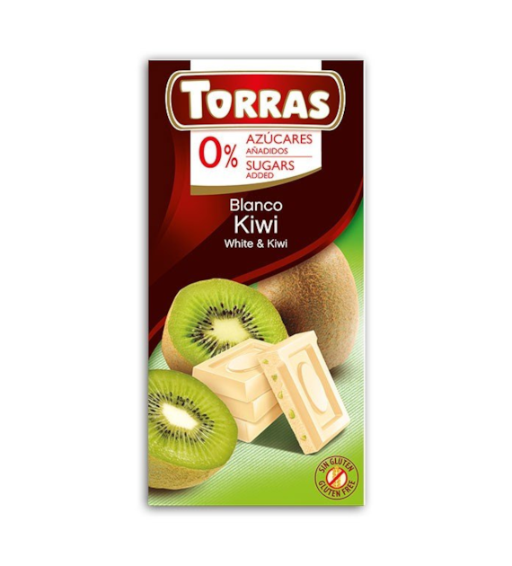 Czekolada biała z kiwi bez cukru 75g TORRAS