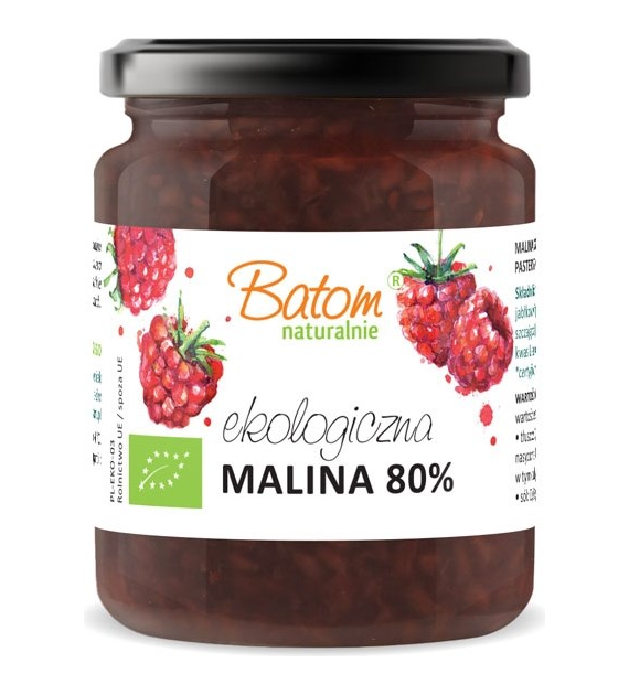 Dżem malinowy 80% słodzony sokiem jabłkowym 260g BATOM BIO