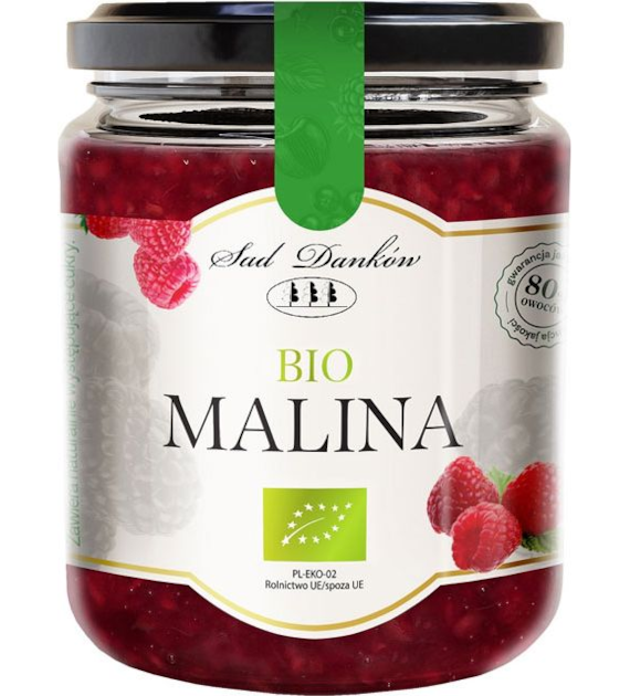 Dżem malinowy słodzony sokiem jabłkowym 260g SAD DANKÓW BIO