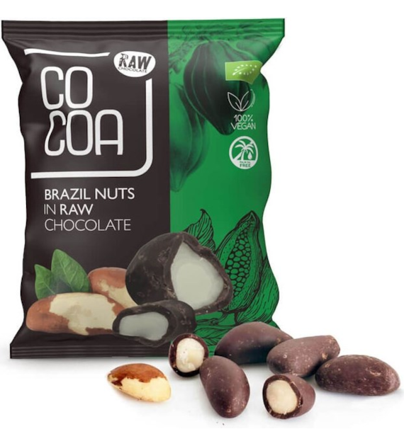 Orzechy brazylijskie w gorzkiej czekoladzie RAW 70g COCOA BIO