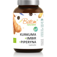 kurkuma z imbirem i piperyną 500mg tabletki 240szt. BATOM BIO - suplement diety