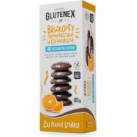 Biszkopty pomarańczowe w czekoladzie bezglutenowe bez cukru 80g GLUTENEX