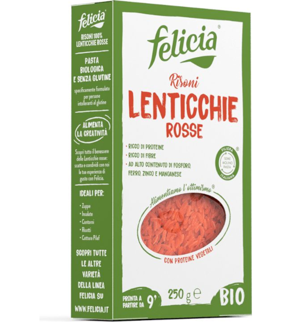 Makaron z czerwonej soczewicy risoni bezglutenowy 250g FELICIA BIO