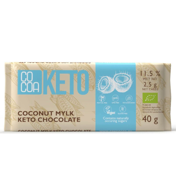 Czekolada kokosowa KETO bez cukru 40g COCOA BIO