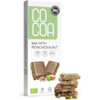 Czekolada z pistacjami i solą 40g COCOA BIO
