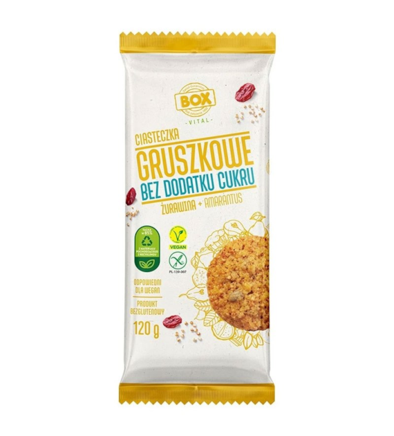 Ciasteczka gruszkowe żurawina & amarantus bez cukru 120g BOX VITAL