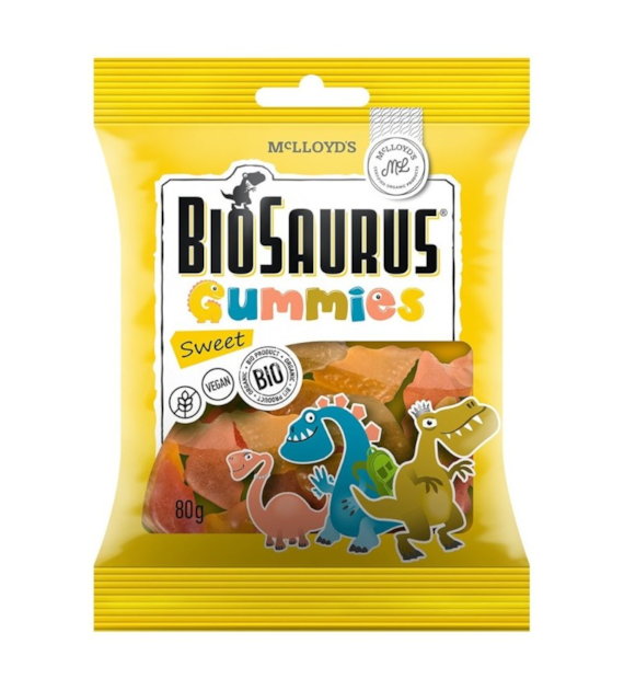 Żelki owocowe Dinozaury bez żelatyny 80g BIOSAURUS BIO